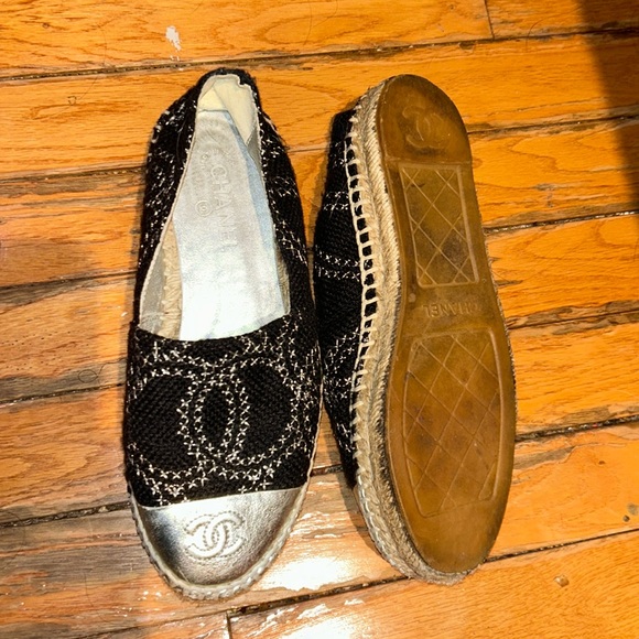 🔥 Chanel Espadrilles Lambskin Women’s Slip On 37 authentic CHANEL Tweed - Picture 4 of 12